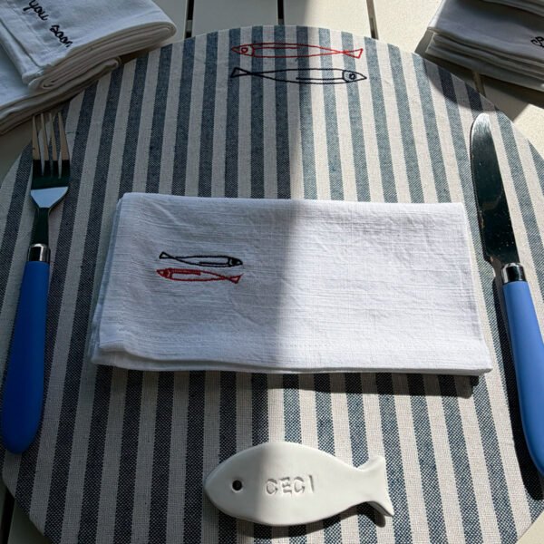 TOVAGLIOLO RICAMATO SARDINE